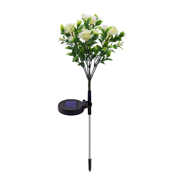 1 lámpara solar decorativa de suelo con forma de flor de clavel, lámpara solar LED para césped.