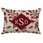 Personalized Cardinal Pattern Poplin Rectangular Throw Pillow in Red