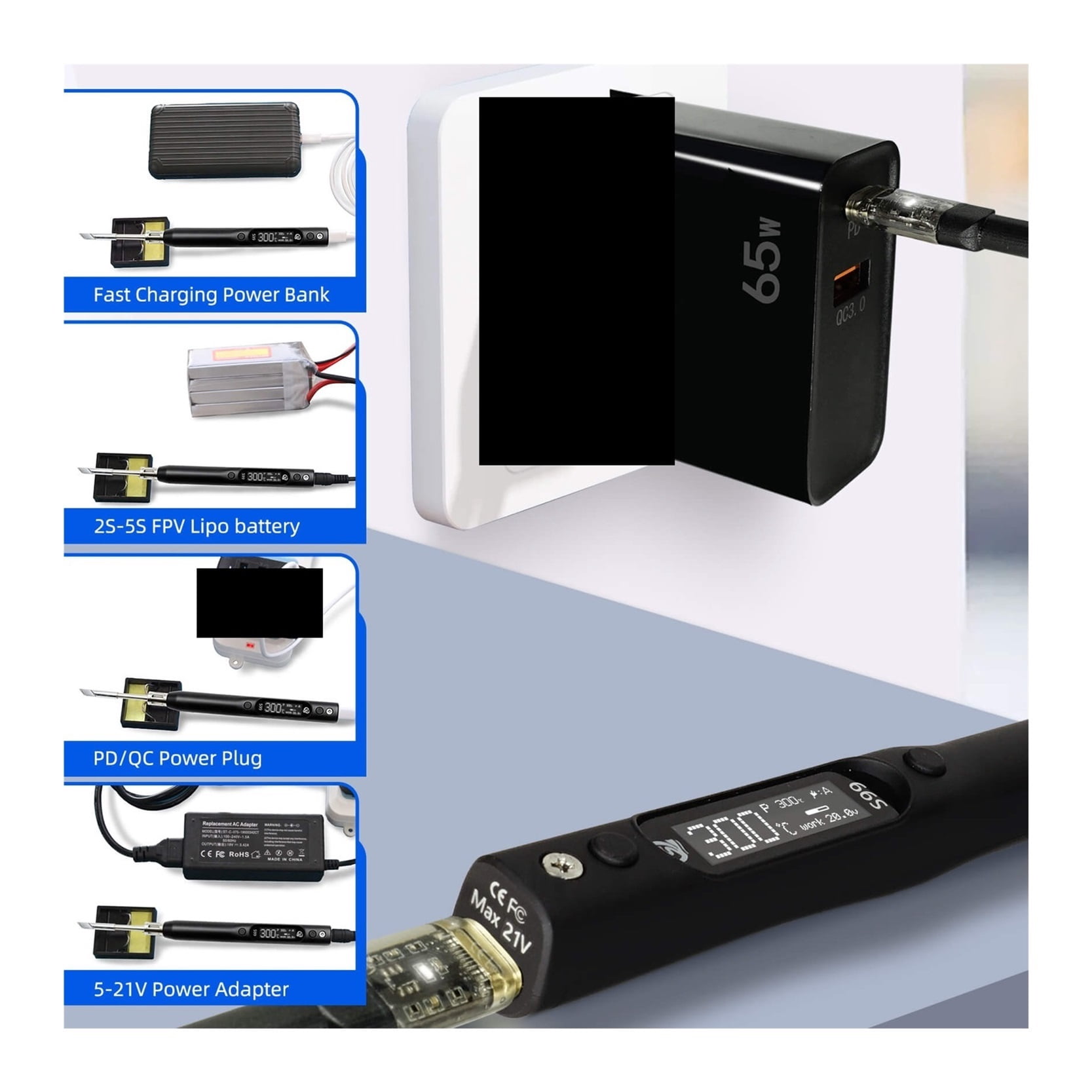 Soldering Iron Compatible With Tip Support Pd|qc|dc|pps Power Supply For Drone Rc Model Welding Repair Tool ,Internally Heated