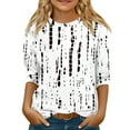 thumbnail image 2 of Mfakffe Kids Crew Neck 3/4 Sleeve Tops Retro Geometric Color Block Printed Casual T-Shirt Soft Loose Fit Fashion Tee for Children Daily Wear, 2 of 4