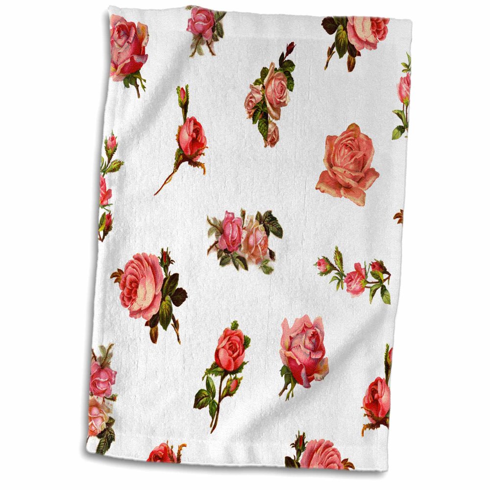 3dRose Antique Roses Pink Flowers Towel, 15 by 22inch Walmart
