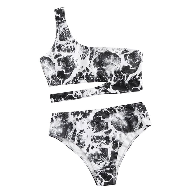 Plus Size Swimsuit Women‘S Sexy High Breast Contrast Gradient Split Bikini Sete Piece Swimsuit