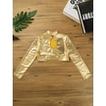 thumbnail image 6 of Zaldita Kids Girls Shiny Metallic Crop Tops Hip Hop Dance Costume Mock Neck Jazz Shirts Dancewear Gold 6, 6 of 7