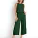 thumbnail image 4 of ICHUANYI Clearance2PC Fashion Woman Round Neck Solid Sleeveless Blouse +Loose Pockets Pants Sets(Green, L) ICHUANYI WER20232080500386, 4 of 7