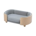 thumbnail image 2 of Pefilos 26" Elevated Pet Dog Bed with Solid Wood Legs and Bent Wood Back, Velvet Cushion, Pet Sofa for Indoors Dogs, Dark Gray, 2 of 8