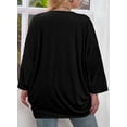 thumbnail image 6 of ZKESS Cardigan for Women Plus Size Long Sleeve Ruched Kimono Loose Casual Solid Blouse Tops 1X Black, 6 of 6
