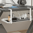 thumbnail image 2 of 2X Under Desk Cable Management Tray, Workstation Storage, Metal Cable Tray Basket,Standing Desk Style 1, 2 of 5