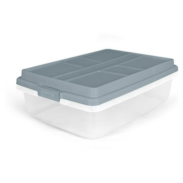 Hefty 40 Qt Hi-Rise Stackable Plastic Storage Bin w/Lid, 6 Pack, Smoke Blue