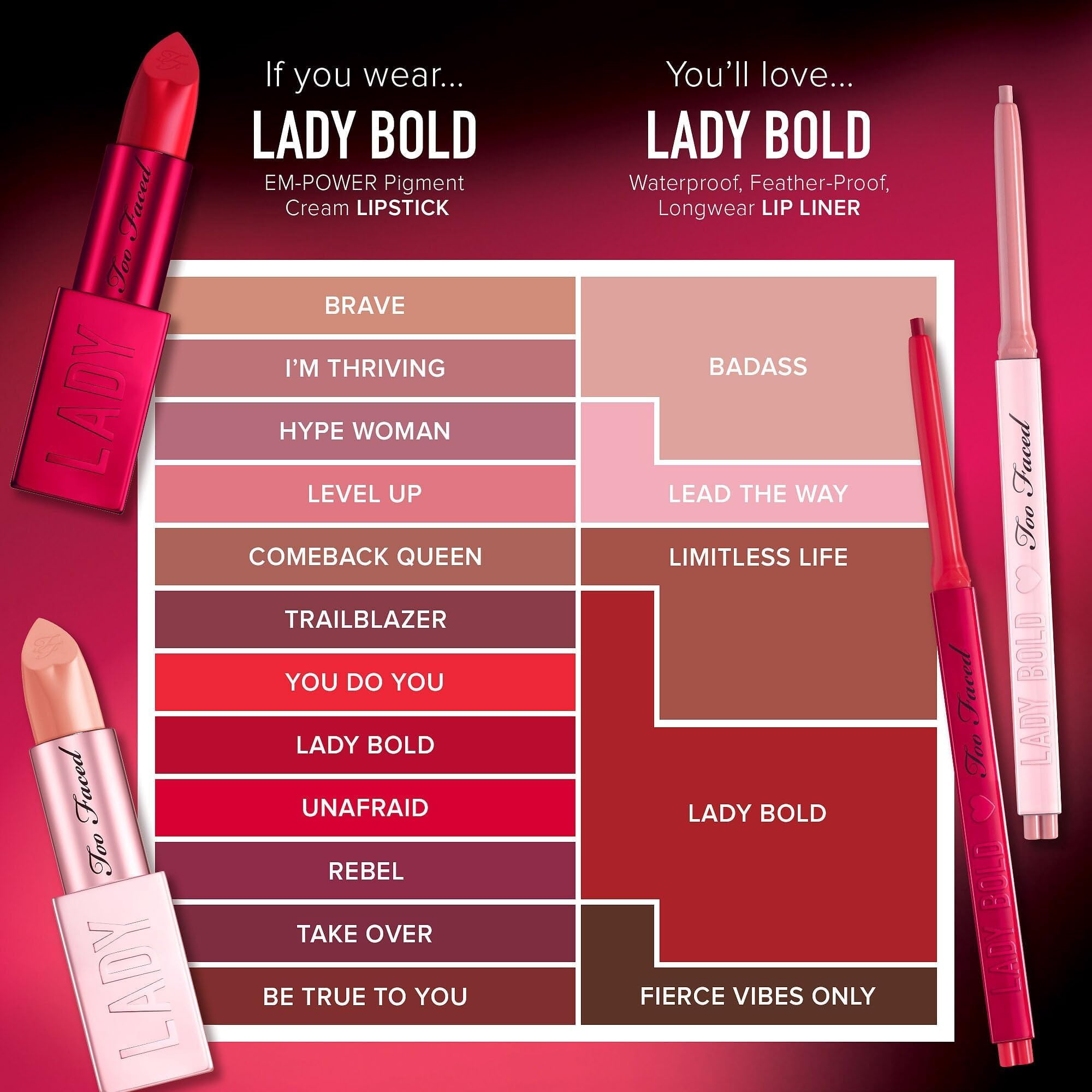 Too Faced Lady Bold Em-Power Pigment Lipstick 09 Be True To You