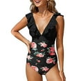 thumbnail image 3 of Cathalem Women's Swimsuit Tummy Control Ruched Bathing Suit Keyhole One Shoulder High Cut,Red S, 3 of 4