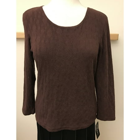 Puppy Sleeve - Brown 3/4 Sleeve Top Bubble Jacquard Puffy Circles Texture (Style# 7649)