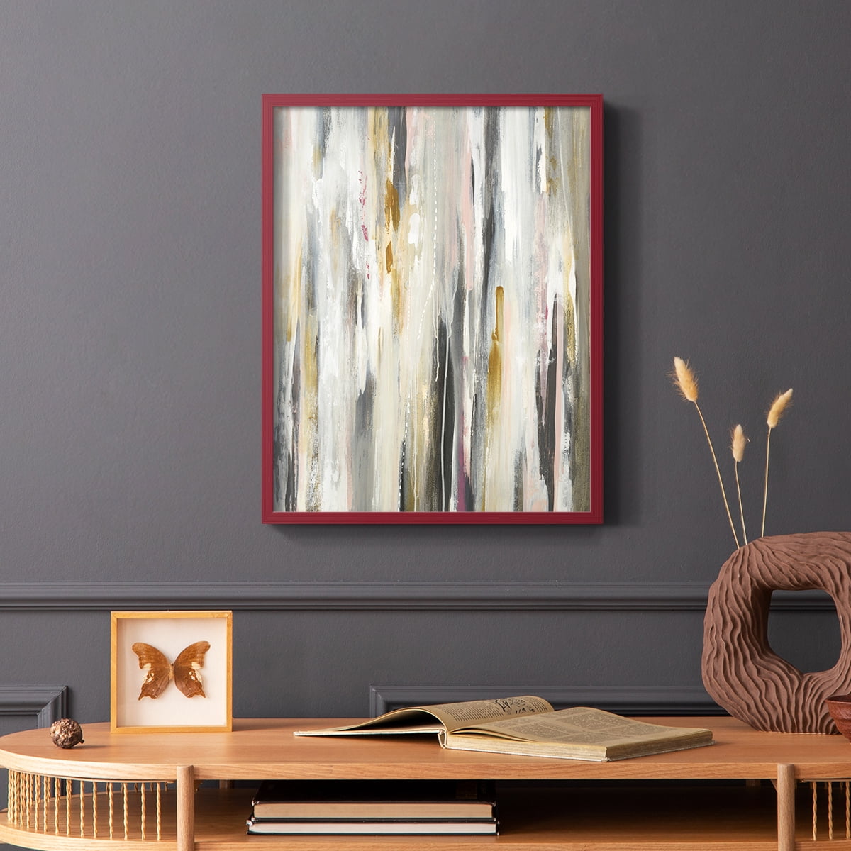 Color Ripple Framed Print in Red Solid Wood Framed Print No Nail Hanging