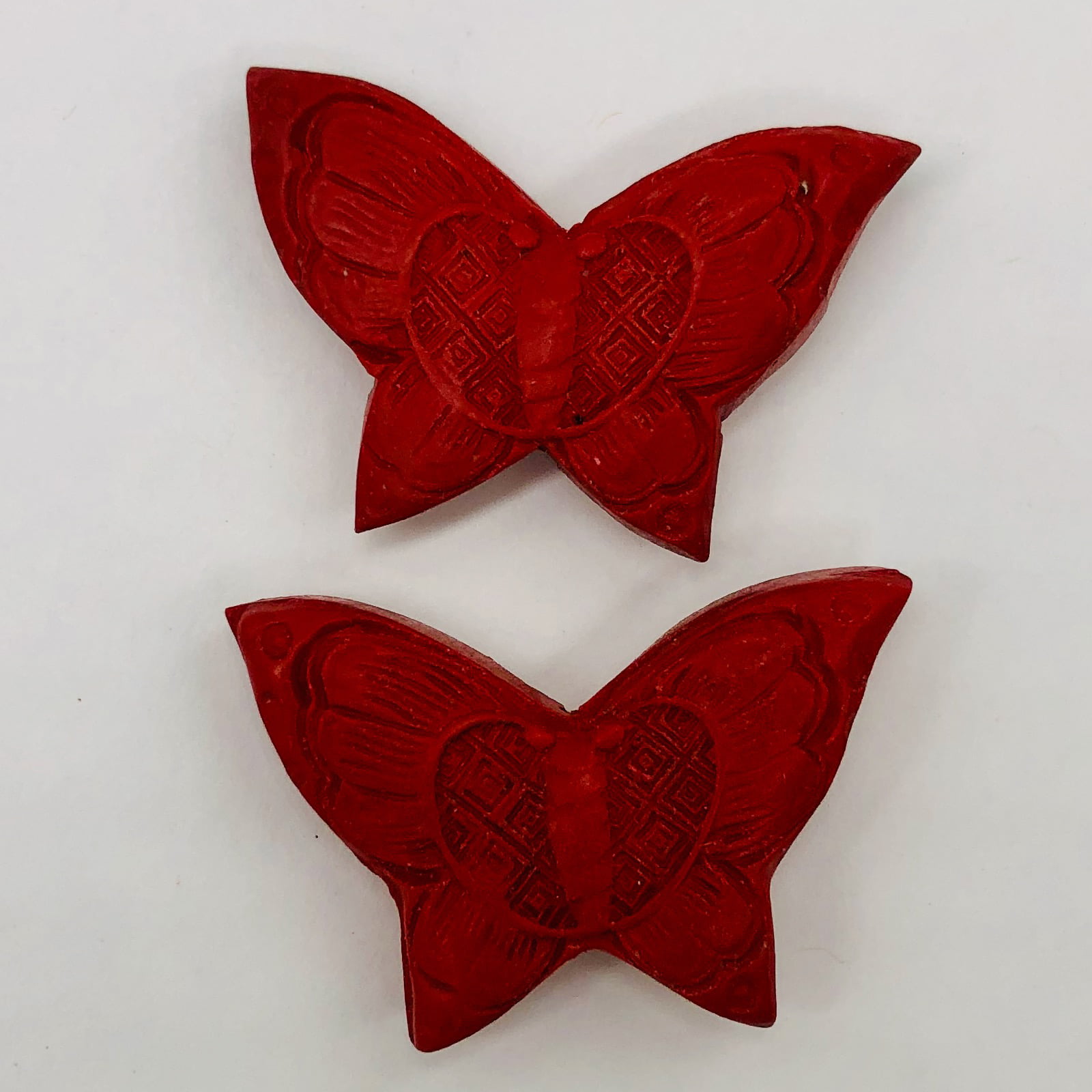 Czech red mix animal butterfly pressed beads 14 x 10 mm pack of 10 