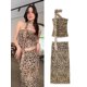 thumbnail image 1 of Conjunto de falda de leopardo para mujer, Top sin mangas con hombros descubiertos, falda Midi a la cadera, ropa de calle elegante para verano, 2024, 1 of 5
