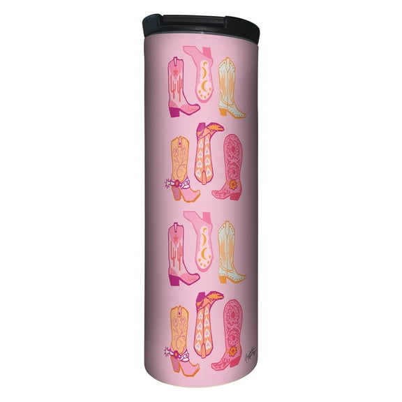 Highland Home "Cowgirl Boots" 17 oz. Double Wall Stainless Steel Tumbler w/Lid