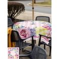 thumbnail image 4 of Easter Outdoor Tablecloth - 54x54 Inch Square Dining Table Cover, Watercolor Eggs Floral Leaves Botanical Pink Plaid Waterproof Outdoor Table Cloth with Umbrella Hole & Zipper for Picnic/Patio/Party, 4 of 7