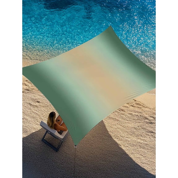 Sage Green Yellow Gradient Sun Shade Sail 12' x 16', Minimalist Ombre Modern Art Rectangle Outdoor Sunshade Canopy, Waterproof UV Block Patio Covers for Garden Yard Beach