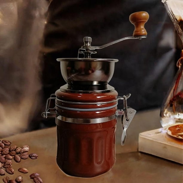 Molinillo de café con manivela, molinillo de café en grano, utensilios para café, molinillo de café, molinillo de rebaba para oficina, hogar, regalo, marrón