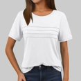 thumbnail image 2 of HXWCHs Women Solid Color T Shirts Best Seller Women's Summer Casual Tunic top Short Sleeve Crew Neck Blouse for Dressy Beach Fashion M White, 2 of 5