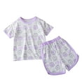thumbnail image 2 of Spazoro Kids Girls Pajamas Shirts and Shorts, Comfortable Casual Home Wear Crew Neck Short Sleeve Cute Print Outfit Sets for Child Girls Boys Purple Size 9 T, 2 of 3