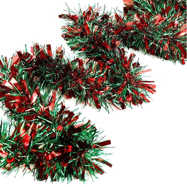Guirnalda de oropel navideño de 6,5 pies/2 m, guirnalda colgante metálica iridiscente para árbol de Navidad, repisa de chimenea, decoración del hogar