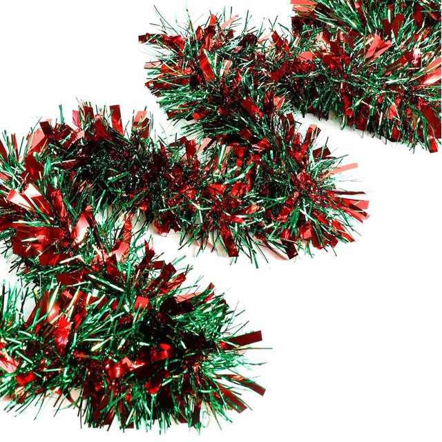 Christmas Tinsel Twisted Garland Halloween Decoration for Christmas Tree Indoor Outdoor Decoration(Green+Red)