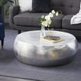 thumbnail image 3 of DecMode 42" x 14" Silver Aluminum Metal Coffee Table with Hammered Design, 1-Piece, 3 of 11