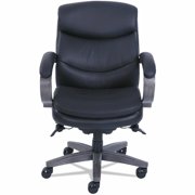 La-Z-Boy Woodbury Mid-Back Executive Chair, Supports Up to 300 lb, 18.75 to 21.75 Seat Height, Black Seat/Back, Weathered Gray Base