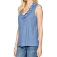 thumbnail image 2 of CECE $49 Womens New 1844 Blue Ruffled Sleeveless Scoop Neck Top XL B+B, 2 of 5