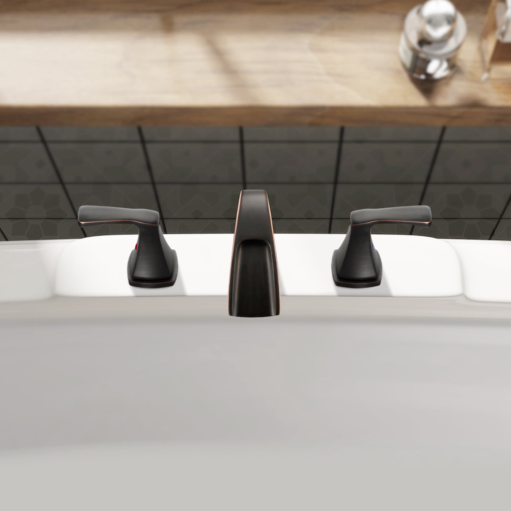 Parlos 2-Handle Widespread Waterfall Roman Bathtub with Hot & Cold Supply Lines, Oil Rubbed Bronze