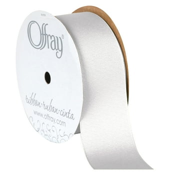 Offray Ribbon, White 1 1/2 inch Grosgrain Polyester Ribbon, 12 feet