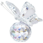 H&D Crystal Flying Butterfly with Crystal Ball Base Animal Collectible Figurine