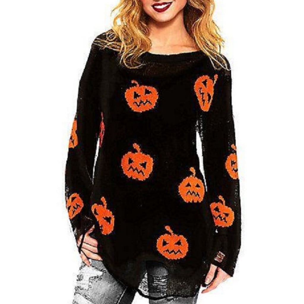 Miarhb Miarhb Women Halloween Irregular Hem Long Sleeve Hole Pullover Loose Sweater Walmart Com Walmart Com Miarhb Miarhb Women Halloween Irregular Hem Long Sleeve Hole Pullover Loose Sweater Walmart Com Walmart Com