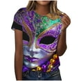 thumbnail image 2 of RKSTN Women's Oversized Mardi Gras T Shirts Crewneck Funny Carnival Graphic Printed Short Sleeve Shirts Tops Womens Casual Summer Plus Size Round Neck Loose Fits Comfy Holiday Tee Shirts, 2 of 5