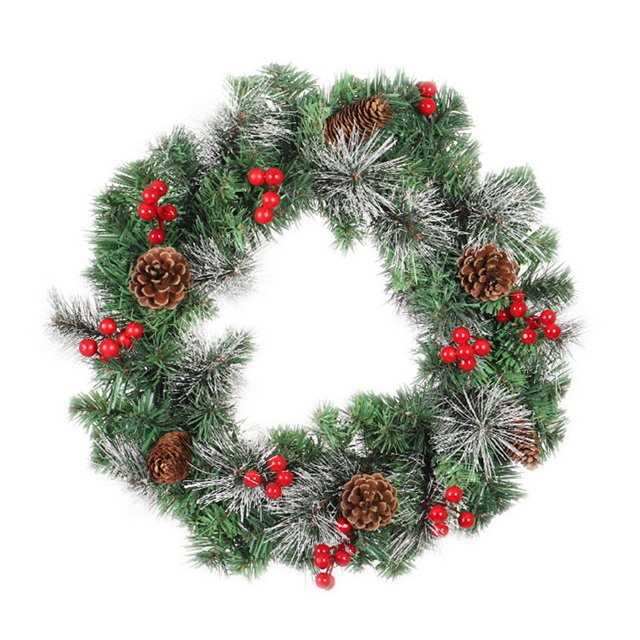 Toystoory Guirnalda de Navidad Piña artificial Bayas rojas Colgando Puerta delantera Ventana Decoraciones Merry Garland Decoración para el hogar para Kits de decoración para fiestas 45CM Toystoory HA069501-02