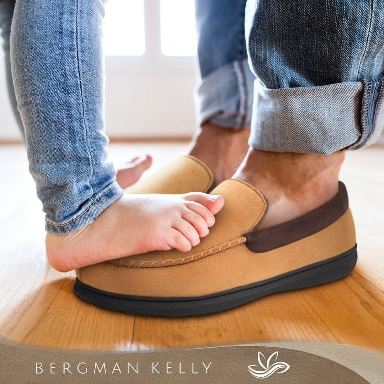 Bergman Kelly Mens Memory Foam Loafer Slippers, Comfortable House Shoes (Prof Collection)
