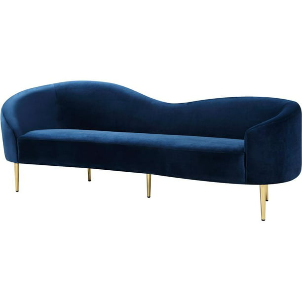Meridian Furniture Ritz Contemporary Velvet Sofa in Navy - Walmart.com