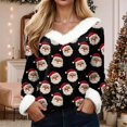 thumbnail image 2 of zaveiop Merry Christmas Sweatshirts for Women Faux Fur Trim V Neck Textured Sweaters Comfy 3/4 Sleeve Top (Z1-Black, M), 2 of 8