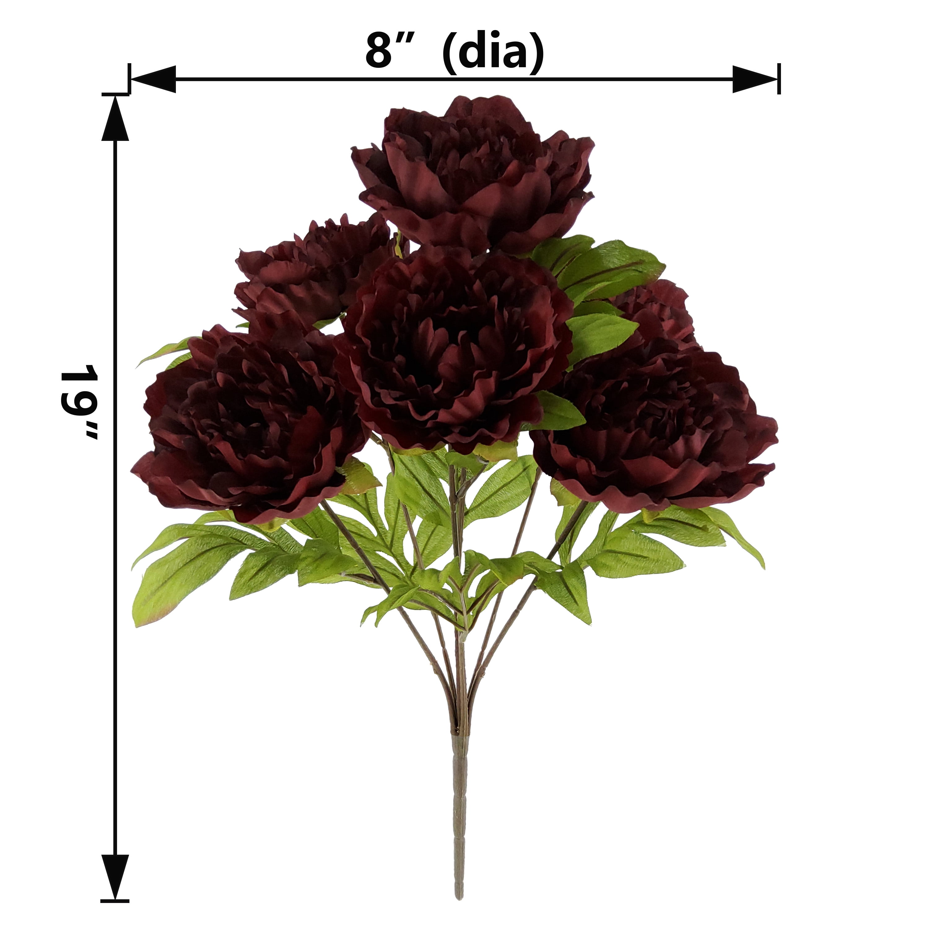 Mainstays Indoor 19 in Artificial Polyester Peony Bush, Burgundy