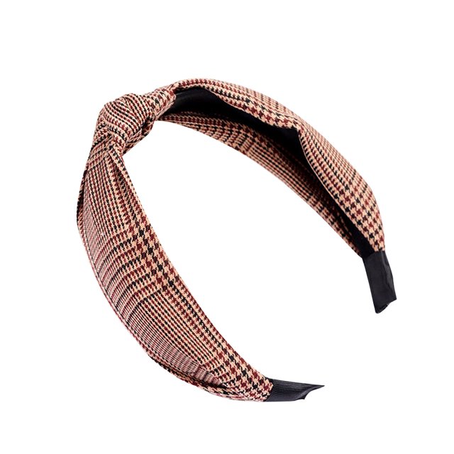 Accesorios para el cabello de diadema con aro de pelo de punto redondo con nudo cruzado de tela para mujer a la moda (marrón)
