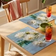 thumbnail image 4 of Vintage Painting Flowers Placemats Set of 8, Blooming White Bouquet Wood Grain Non-Slip Place Mats Washable Table Mats for Kitchen Dining Table Decorations Indoor/Outdoor, 4 of 9