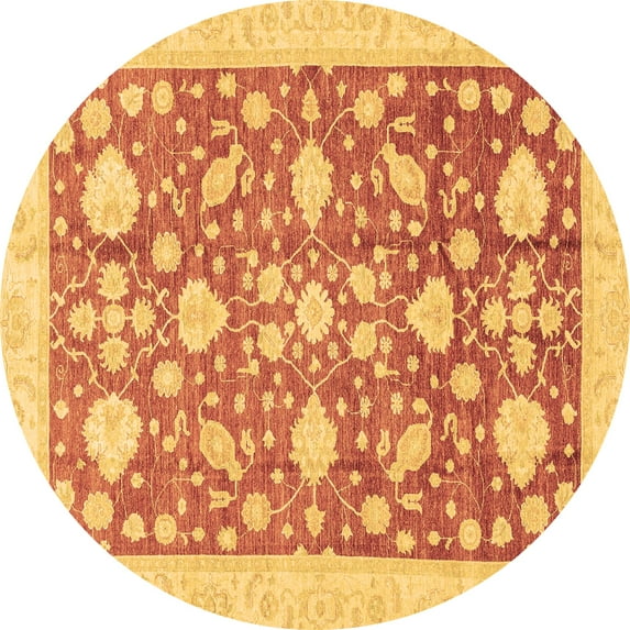 Ahgly Company Indoor Round Oriental Brown Traditional Area Rugs, 3' Round