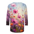 thumbnail image 4 of Wanfds Hauts de Mode Multicolores pour Femmes Tendance 2025 Col Rond Manches Trois-Quarts TTG, 4 of 5