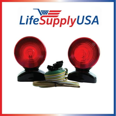 12v Magnetic Towing Lights Double Sided Wired Velvet Ribbon 12V Magnetic Trailer Lights Two Sided Red & Amber Magnetic Tow Lights Kit Truck Magnetic Light - Foto 4