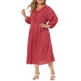 thumbnail image 2 of DARING DIVA Plus Size Elbow Sleeve Sweetheart Midi Ruffle Dress 2X Red, 2 of 6