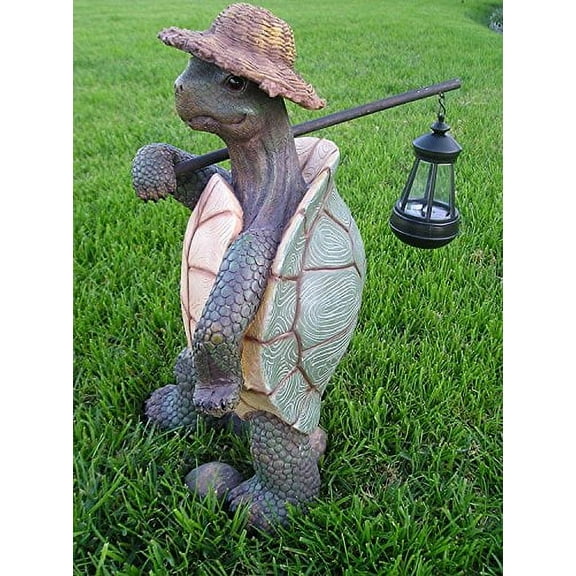 Ebros Gift Nautical Nature Lover Adventure Hiking Tortoise with Straw Hat Statue