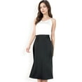 thumbnail image 7 of Women's Satin Midi Skirt With A-Line Silhouette And Elastic Waistband- Black,Small, 7 of 7