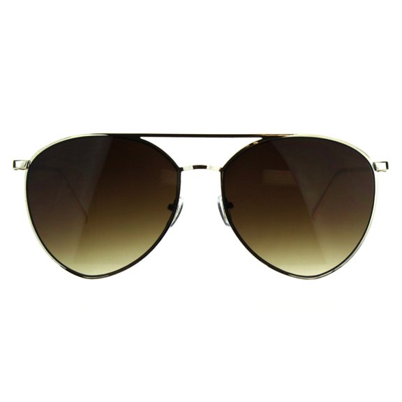 Womens Metal Rim Color Mirror Boyfriend Style Pilots Sunglasses Gold Brown