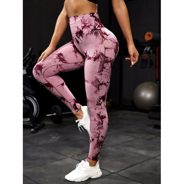 Tie Dye Yoga Pants Sport Leggings 2 Piece Seamless High Waist Push Up Woman  Tights Fitness Workout Leggins Gym Clothing 