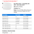 thumbnail image 2 of Door Mirror Glass - Compatible with 2010 - 2016 Volvo XC70 2011 2012 2013 2014 2015, 2 of 2